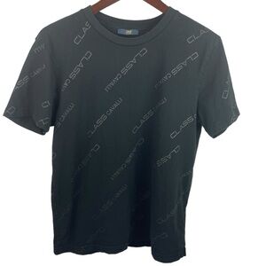 Cavalli Class | Black Class Cavalli Logo All Over Print Tee Shirt